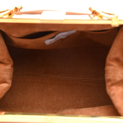 Mansur Gavriel Canvas Mini Volume Chain Clutch Brown 5 of 8