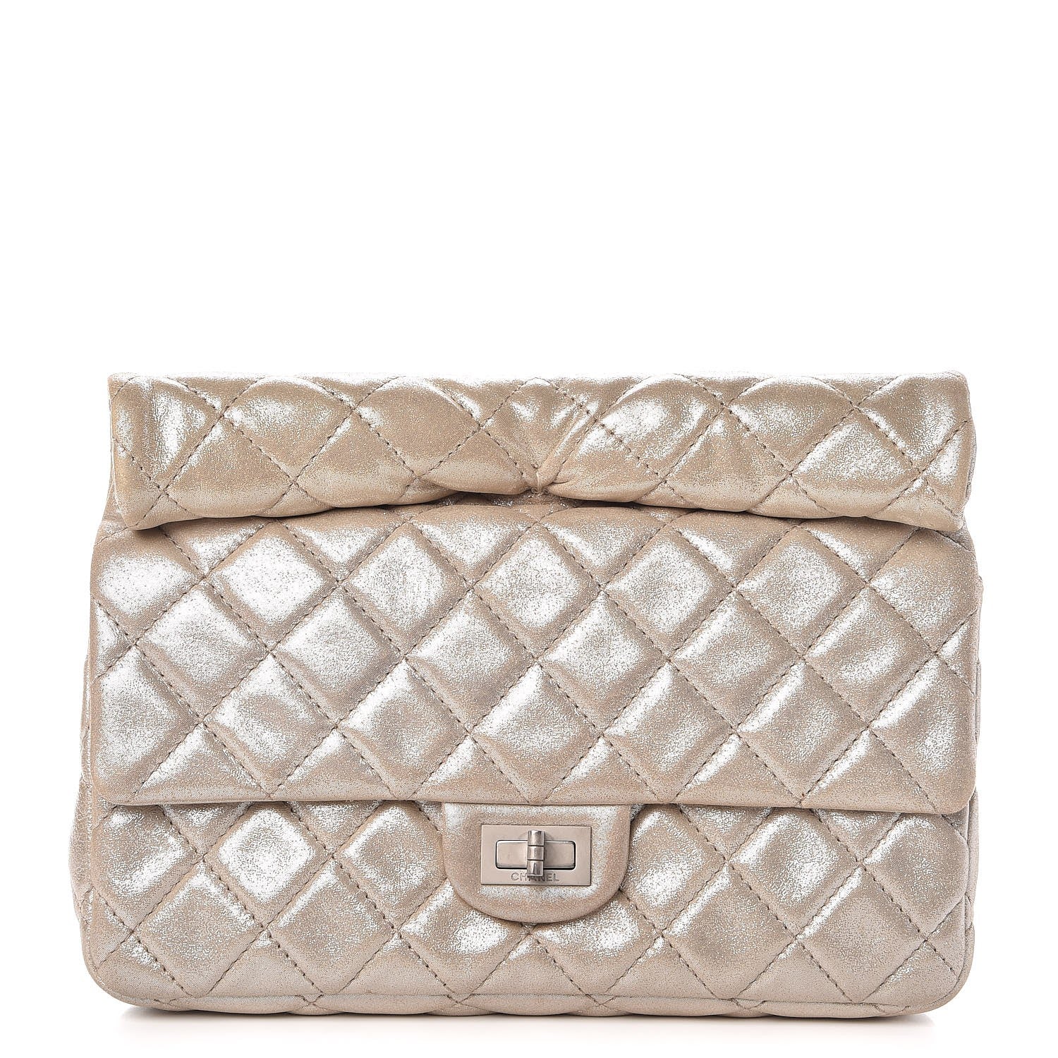 Chanel Iridescent Calfskin Quilted Large Roll 2.55 Reissue Clutch Light Gold 1 of 8
