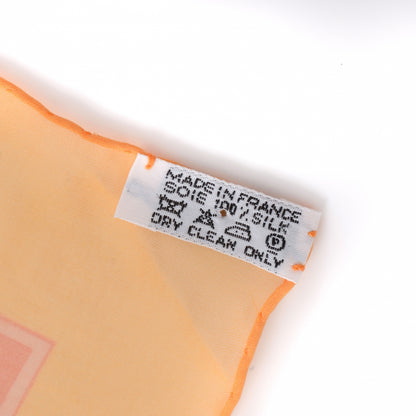 Hermes Silk Mousseline Ex Libris Pocket Square Orange 5 of 5