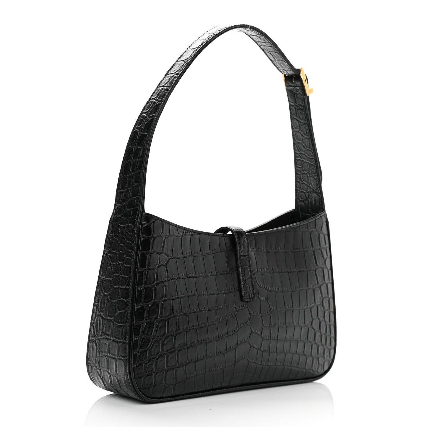 Calfskin Crocodile Embossed Le 5 A 7 Hobo Black