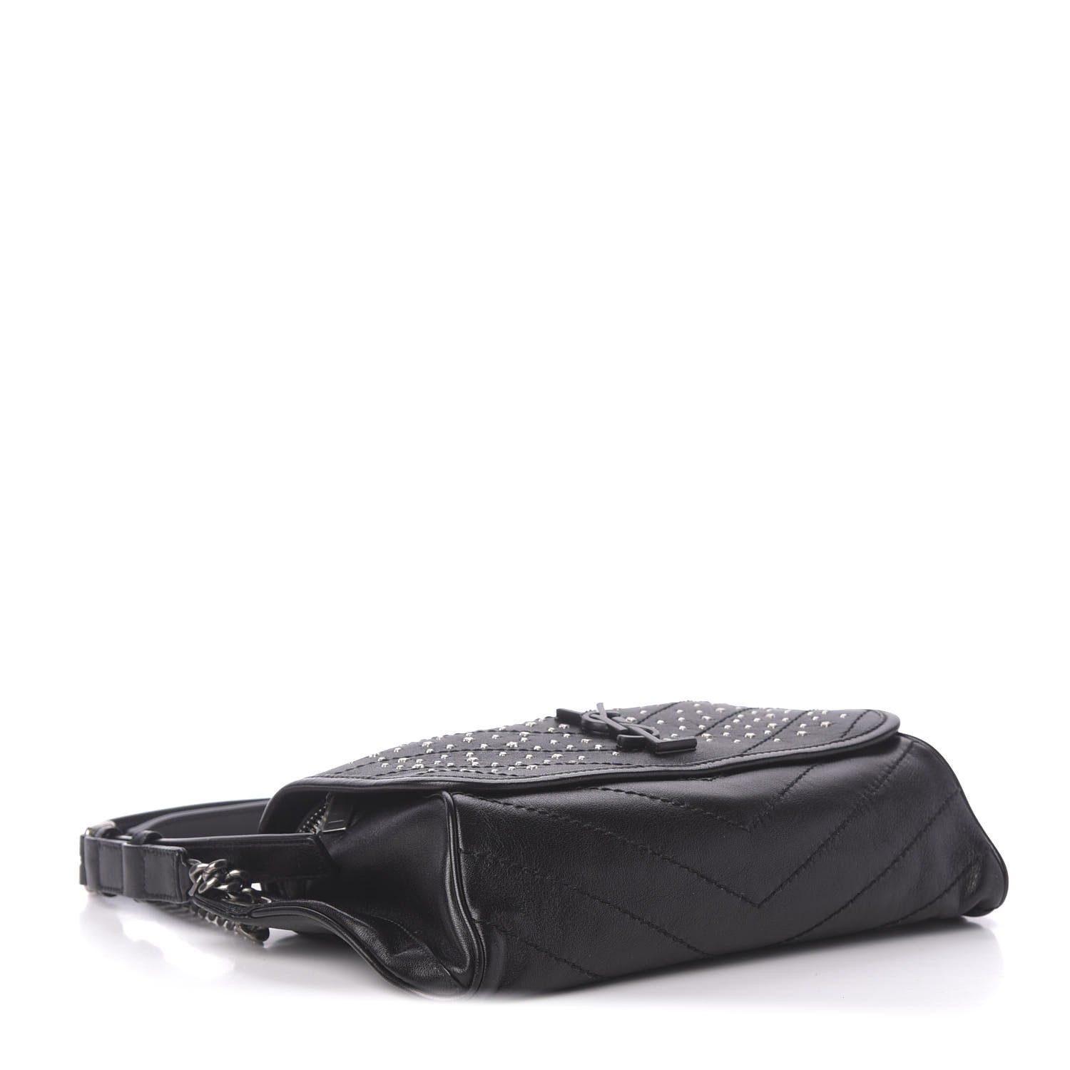 Saint Laurent Calfskin Studded Stardust Monogram Niki Shoulder Bag Black 4 of 10