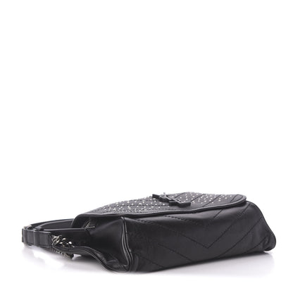 Saint Laurent Calfskin Studded Stardust Monogram Niki Shoulder Bag Black 4 of 10