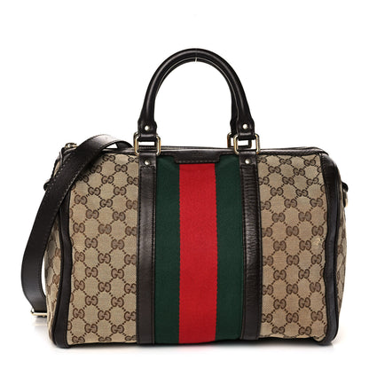 Gucci Monogram Vintage Web Medium Boston Dark Brown 1 of 14