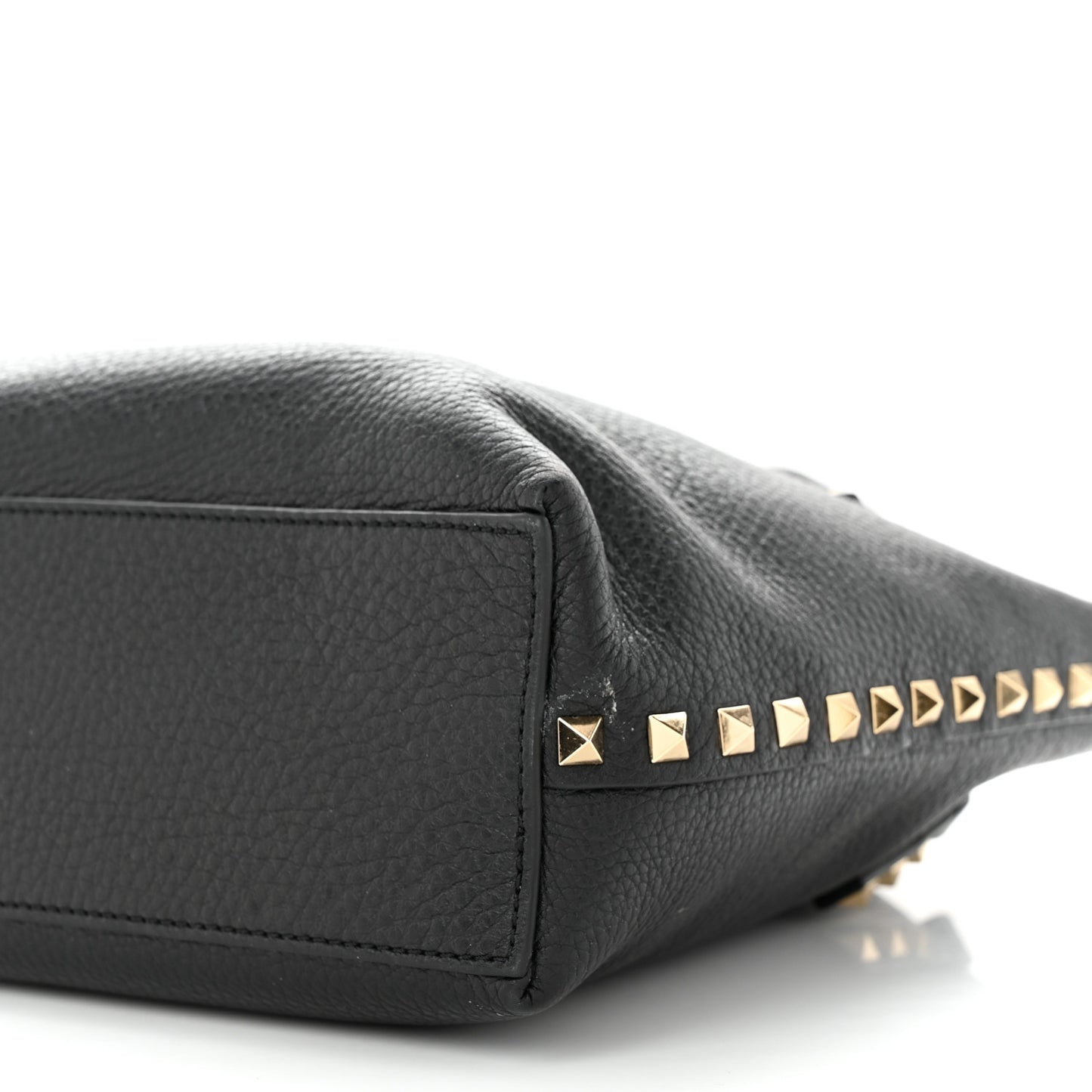 Grained Calfskin Small Rockstud Flip Lock Tote Black Rose Quartz
