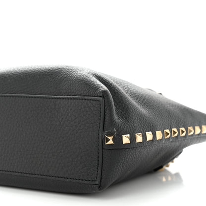 Valentino Garavani Grained Calfskin Small Rockstud Flip Lock Tote Black Rose Quartz 10 of 12