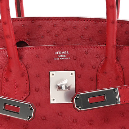 Hermes Ostrich Birkin 30 Rouge Vif 7 of 11