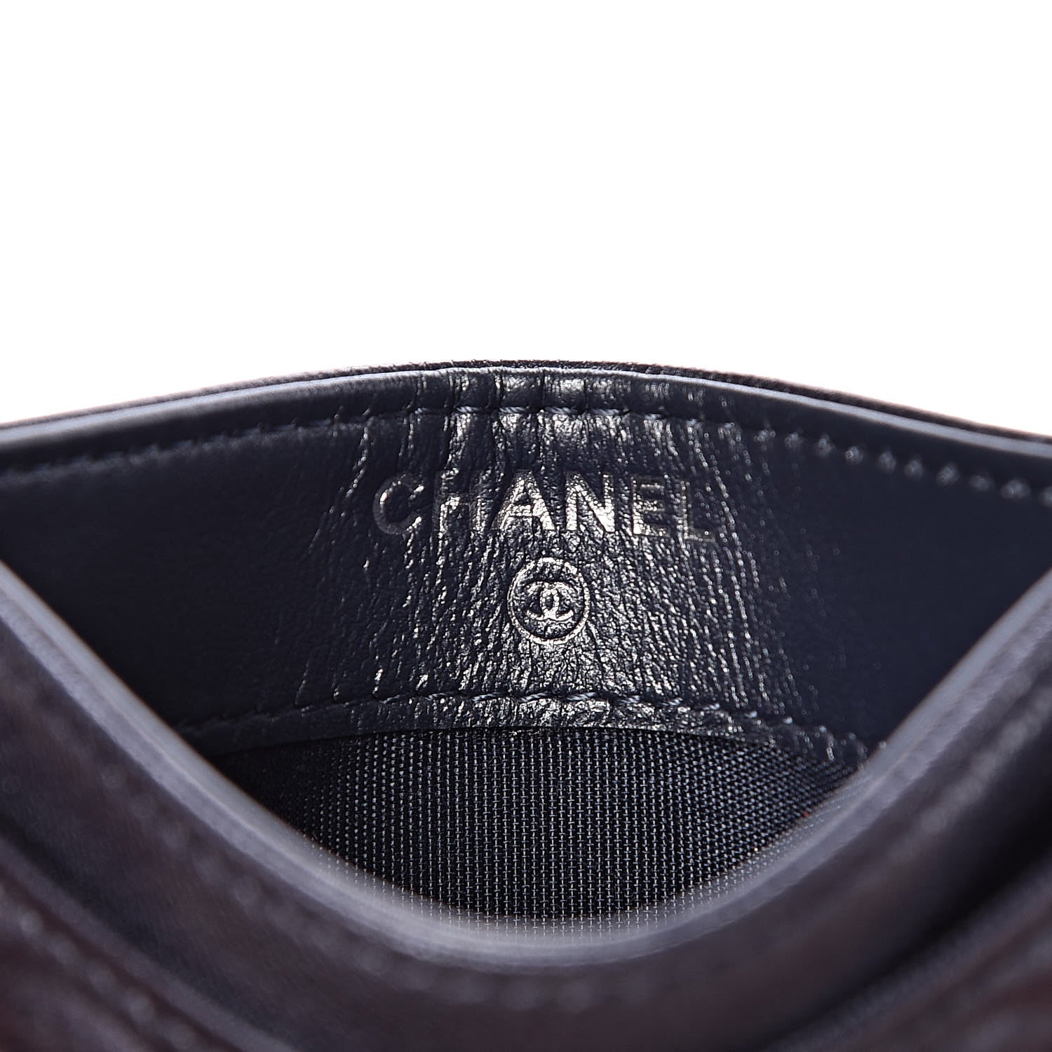 Chanel Goatskin Camellia Embossed Card Holder Dark Blue 6 of 9