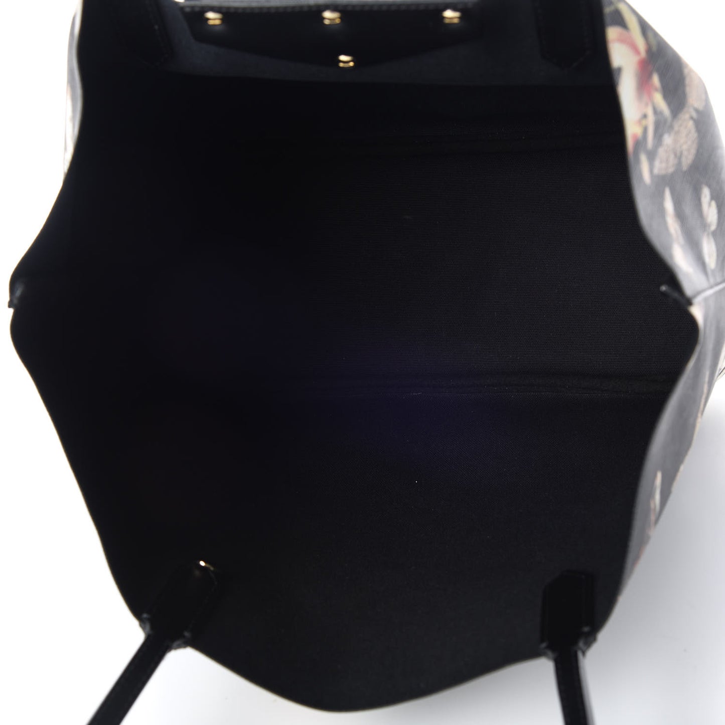 Coated Canvas Magnolia and Moth Print Medium Antigona Tote Black