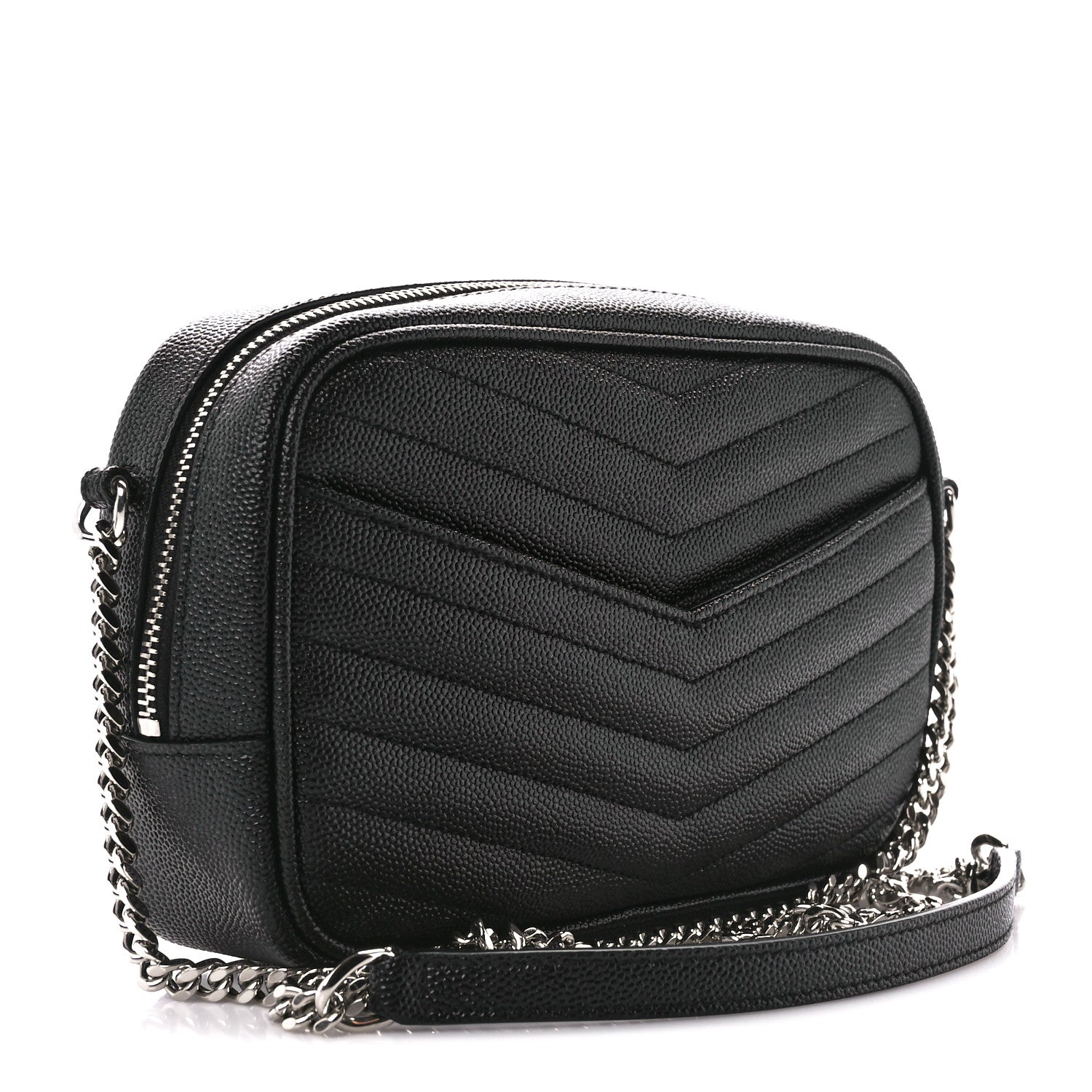 Saint Laurent Grain De Poudre Matelasse Monogram Mini Lou Camera Bag Black 3 of 12