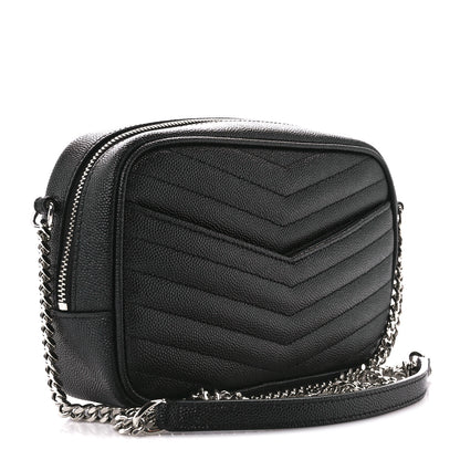 Saint Laurent Grain De Poudre Matelasse Monogram Mini Lou Camera Bag Black 3 of 12