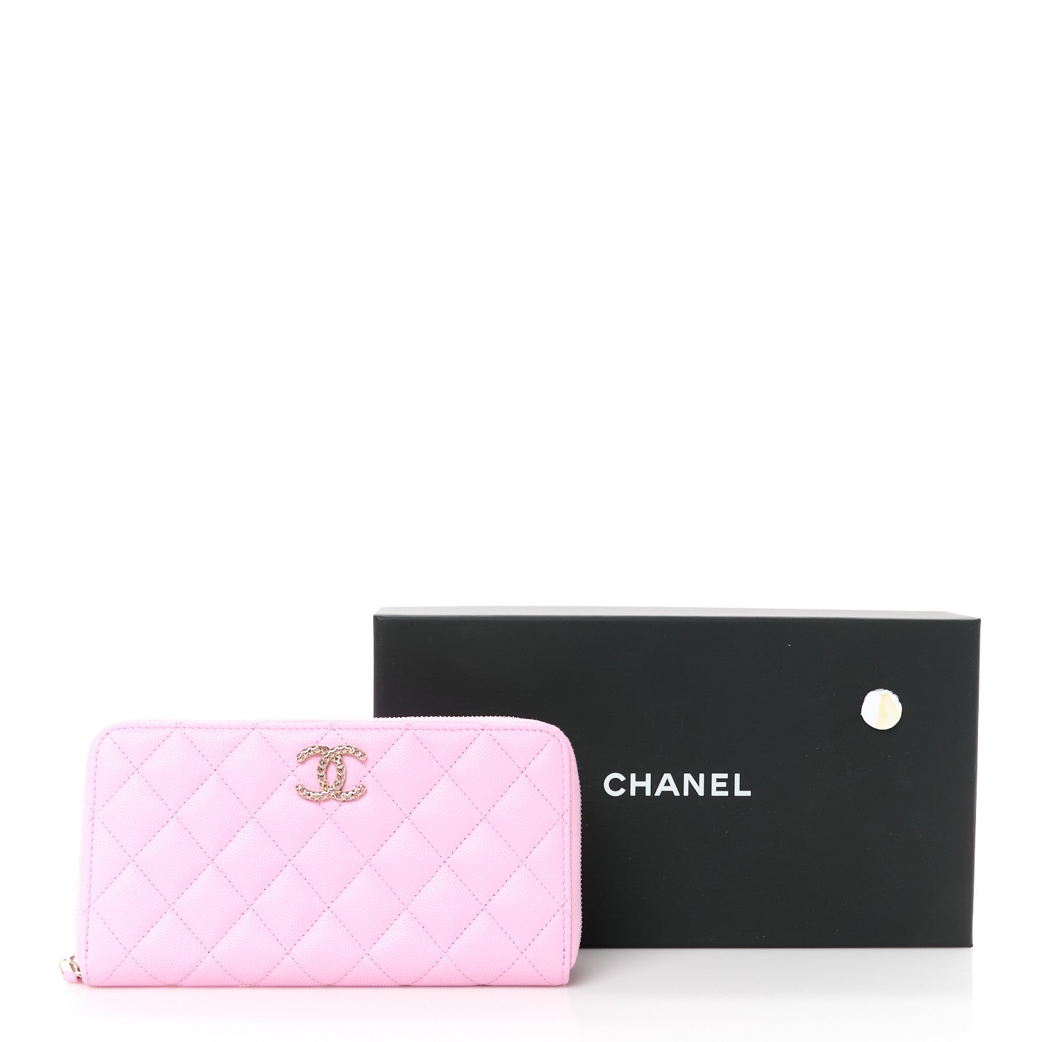 Chanel Caviar Quilted Perforated CC Long Zipped Wallet Pink 12 of 12