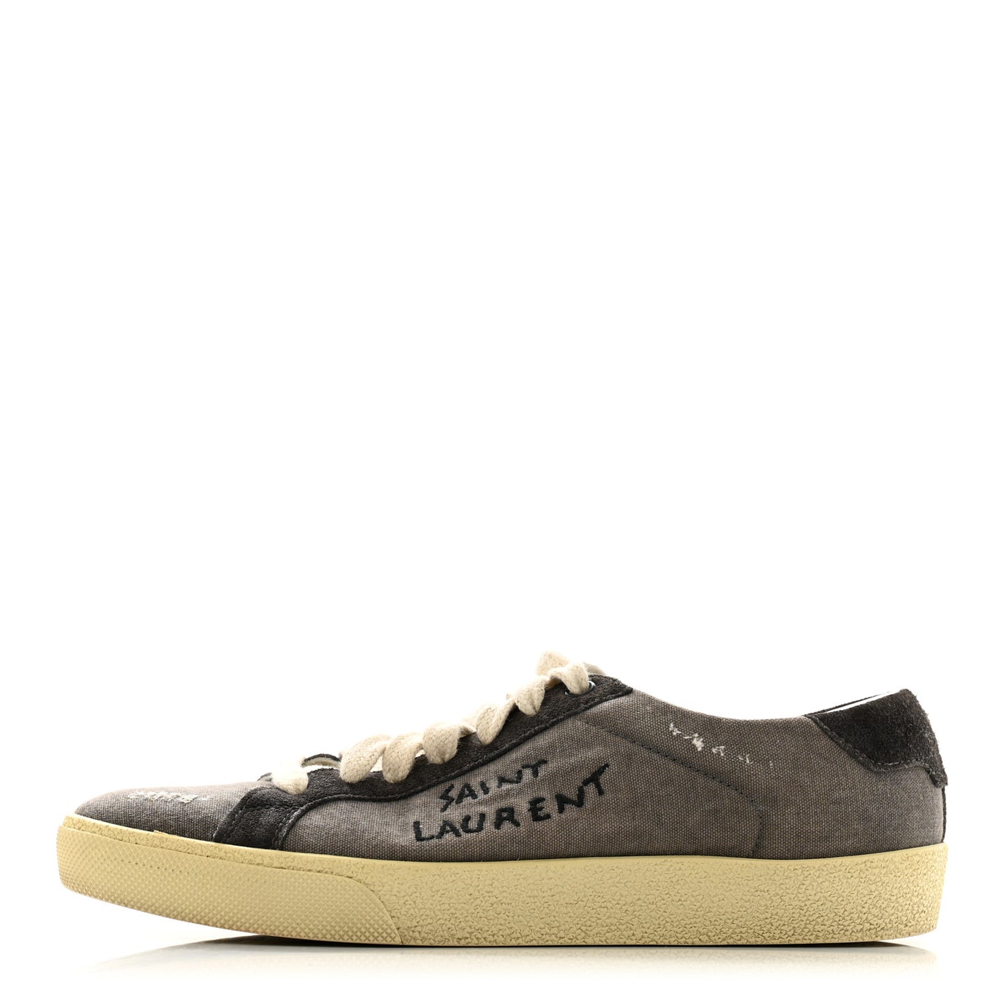 Destroyed Canvas Embroidered Womens Court Classic Sneakers 38 Black