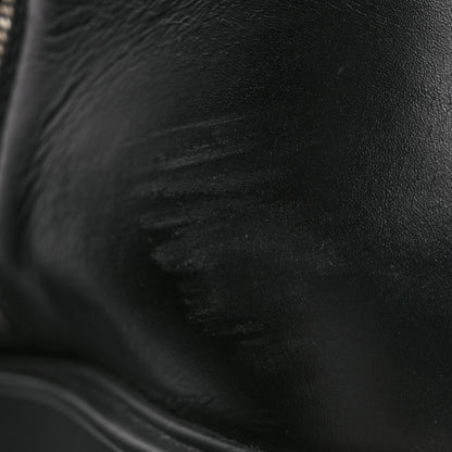 Prada Vitello Lux Nylon Metal Triangle Logo Monolith Pouch Pocket 55mm Tall Combat Boots 38.5 Black 11 of 12