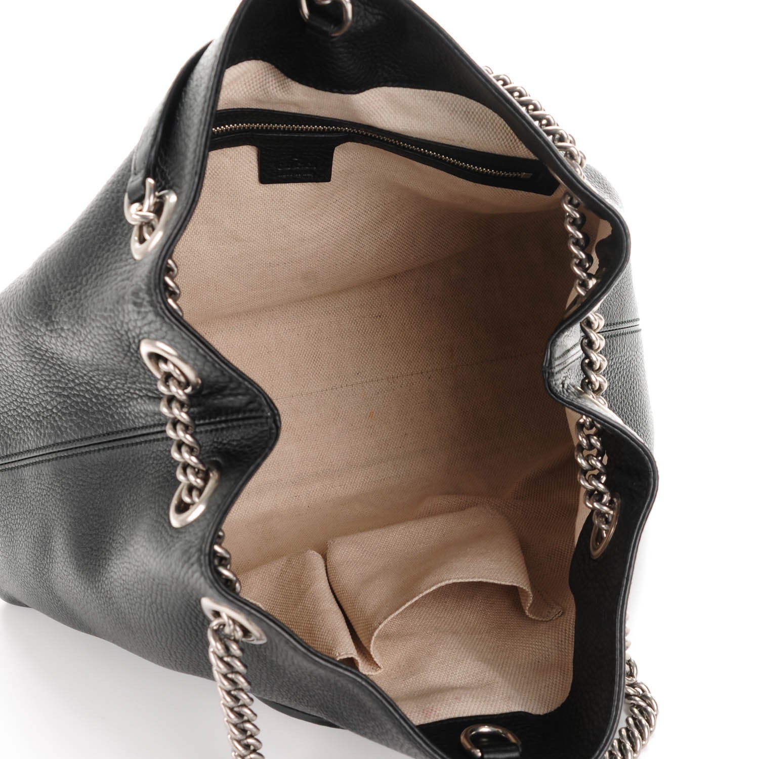 Gucci Pebbled Calfskin Studded Medium Soho Chain Shoulder Bag Black 5 of 7