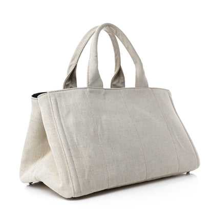 Prada Canvas Mistolino Canapa Tote Naturale Blue 3 of 14