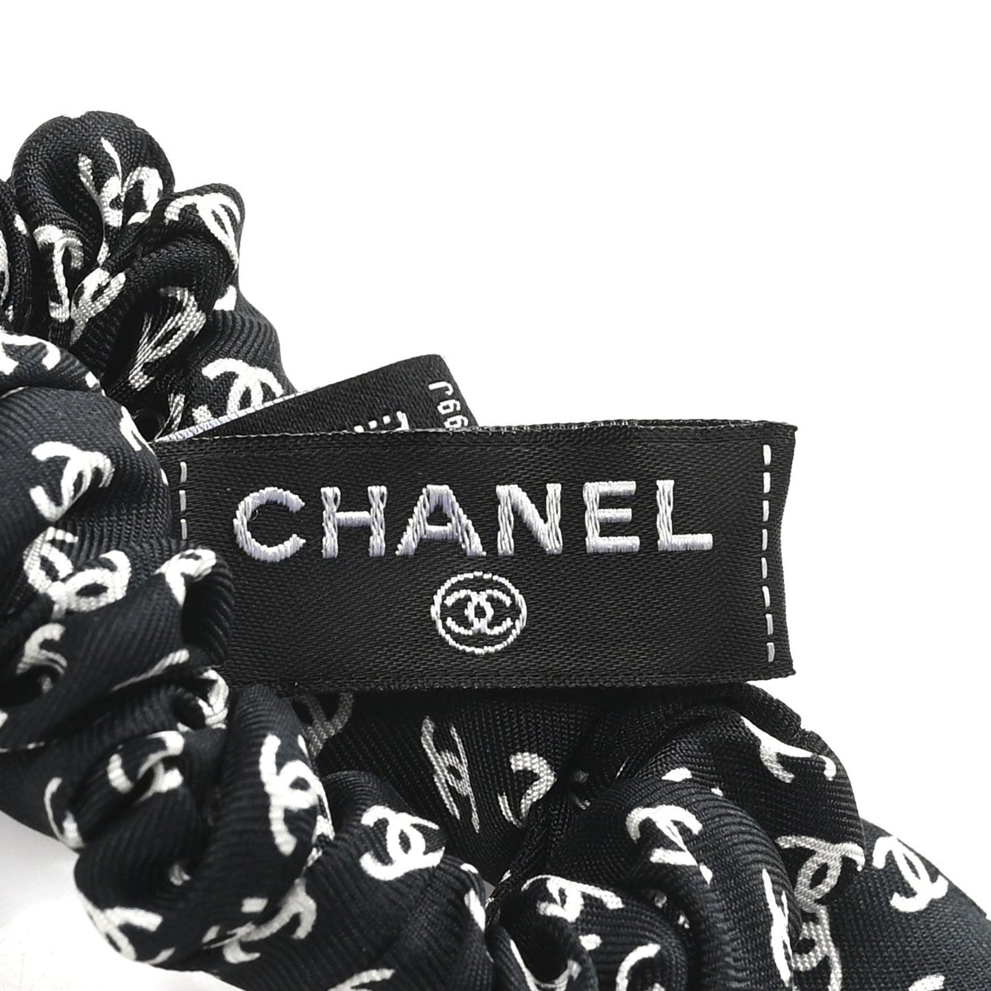 Silk Twill CC Scarf Hair Tie Black White