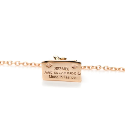 Hermes 18K Rose Gold Diamond Kelly Amulette Pendant Necklace 4 of 5