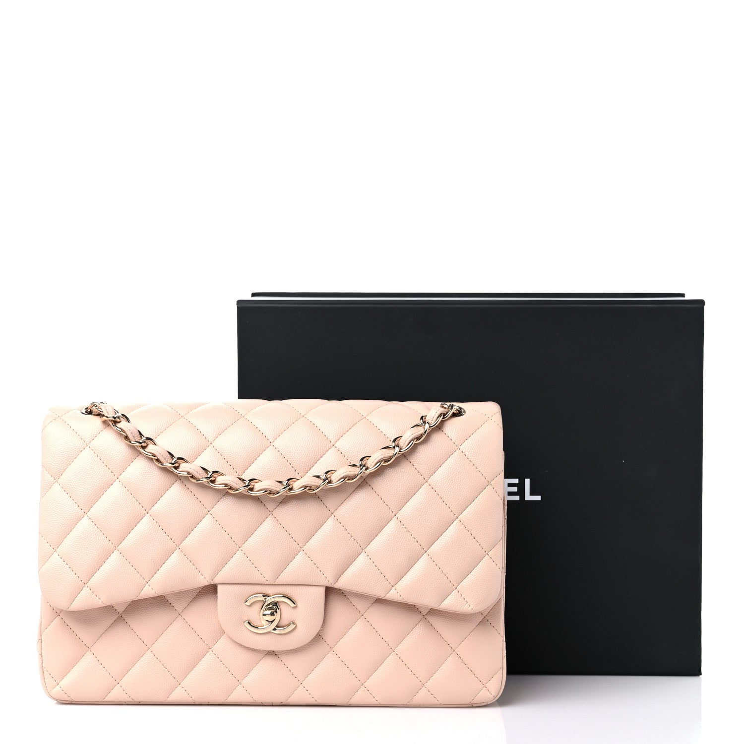 Chanel Caviar Quilted Jumbo Double Flap Light Beige 11 of 11