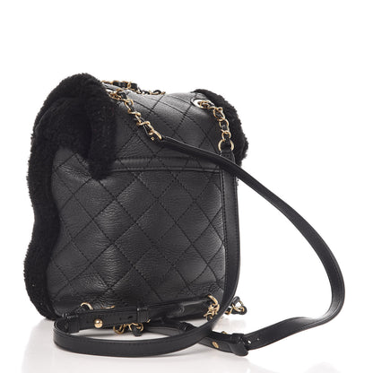 Chanel Lambskin Shearling Quilted CC Backpack Black 3 of 9