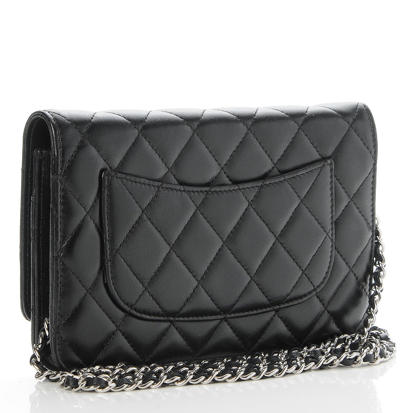 Lambskin Quilted Wallet On Chain WOC Black