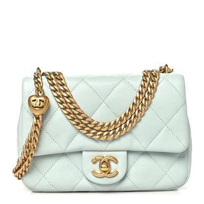 Chanel Caviar Quilted Mini Sweetheart Flap Light Blue 1 of 10