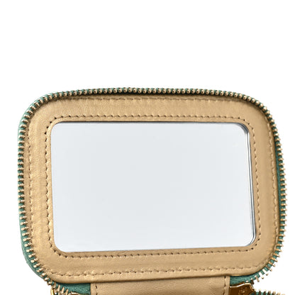 Chanel Lambskin Quilted Pearl Crush Mini Vanity Case With Chain Dark Green 7 of 9