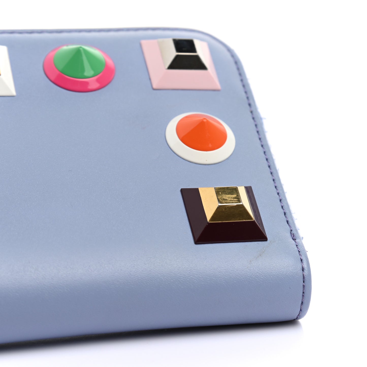 Vitello Liberty Studded Zip Around Wallet Azzurro Sky Multicolor