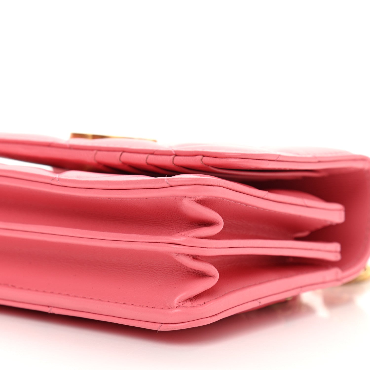 Chanel Lambskin Enamel Quilted Pending Clutch With Chain Pink 6 of 11