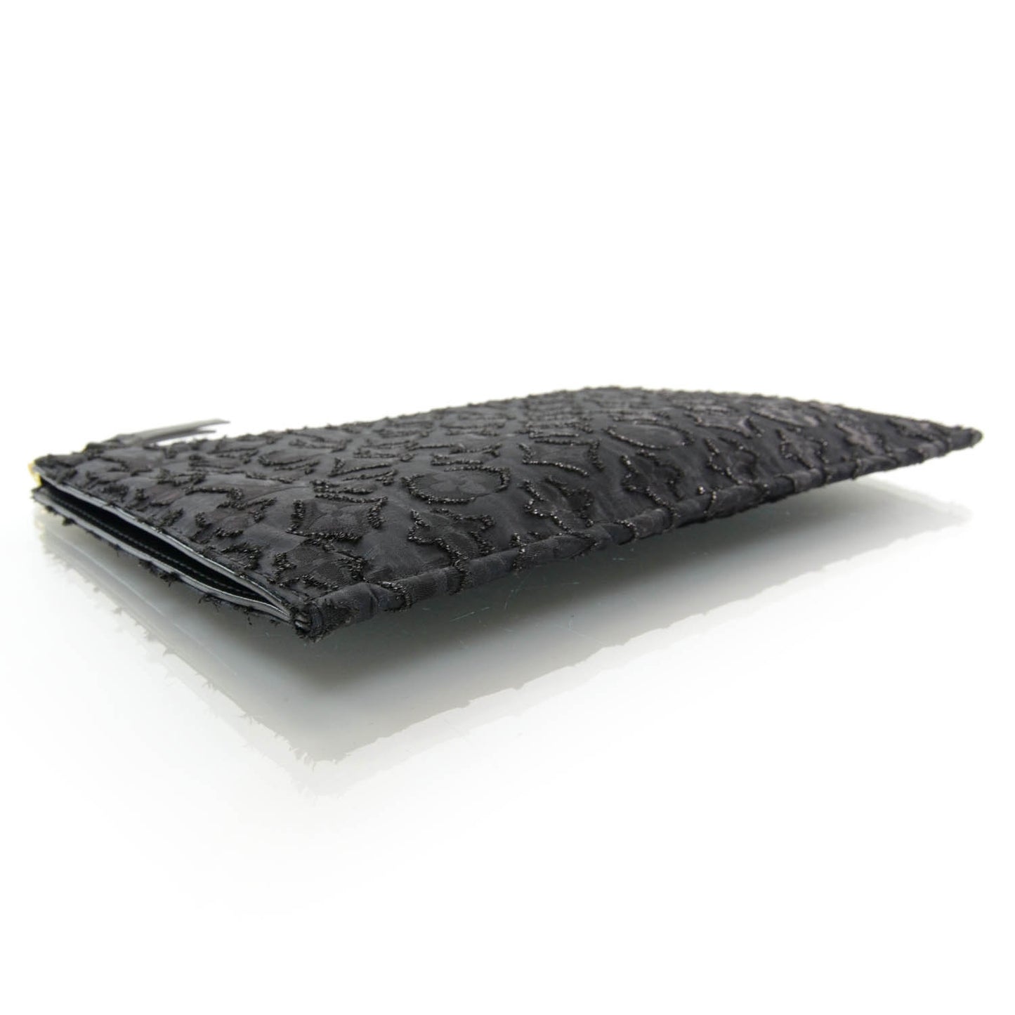 Monogram Lurex Flat Zip Pochette Noir