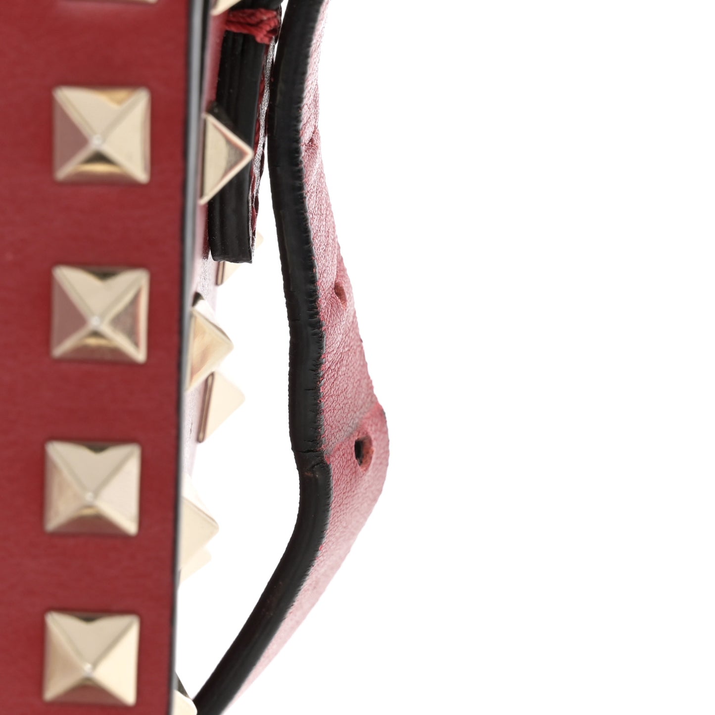 Vitello Small Rockstud Flap Saddle Bag Red
