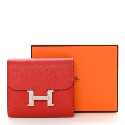 Hermes Epsom Constance Compact Passant Wallet Rouge Casaque 10 of 10