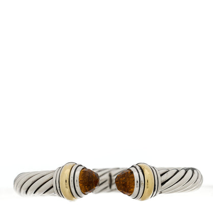 David Yurman Sterling Silver 14K Yellow Gold Citrine 10mm Cable Classics Hinged Bracelet 1 of 3
