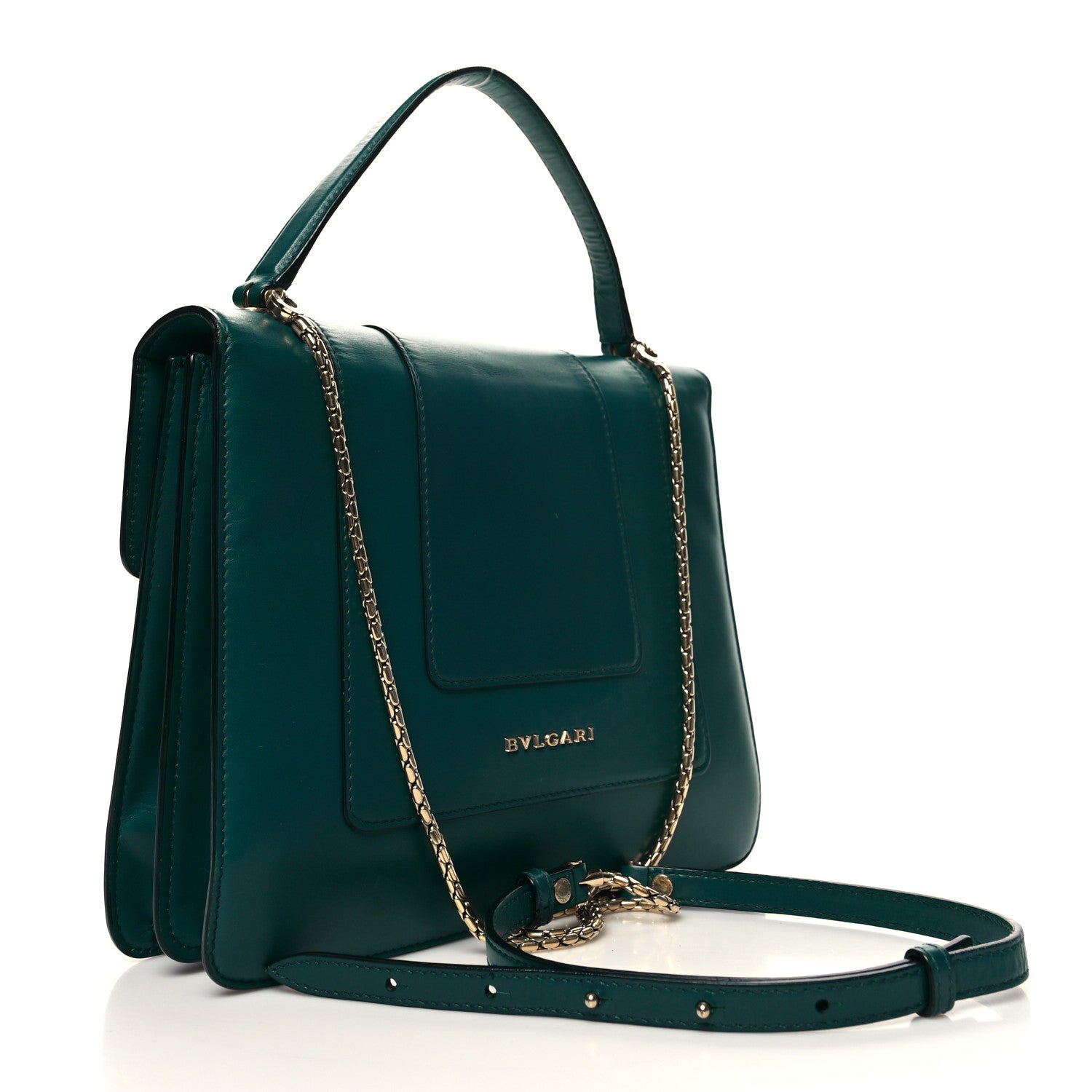 Bulgari Calfskin Large Serpenti Forever Top Handle Emerald Green 4 of 12