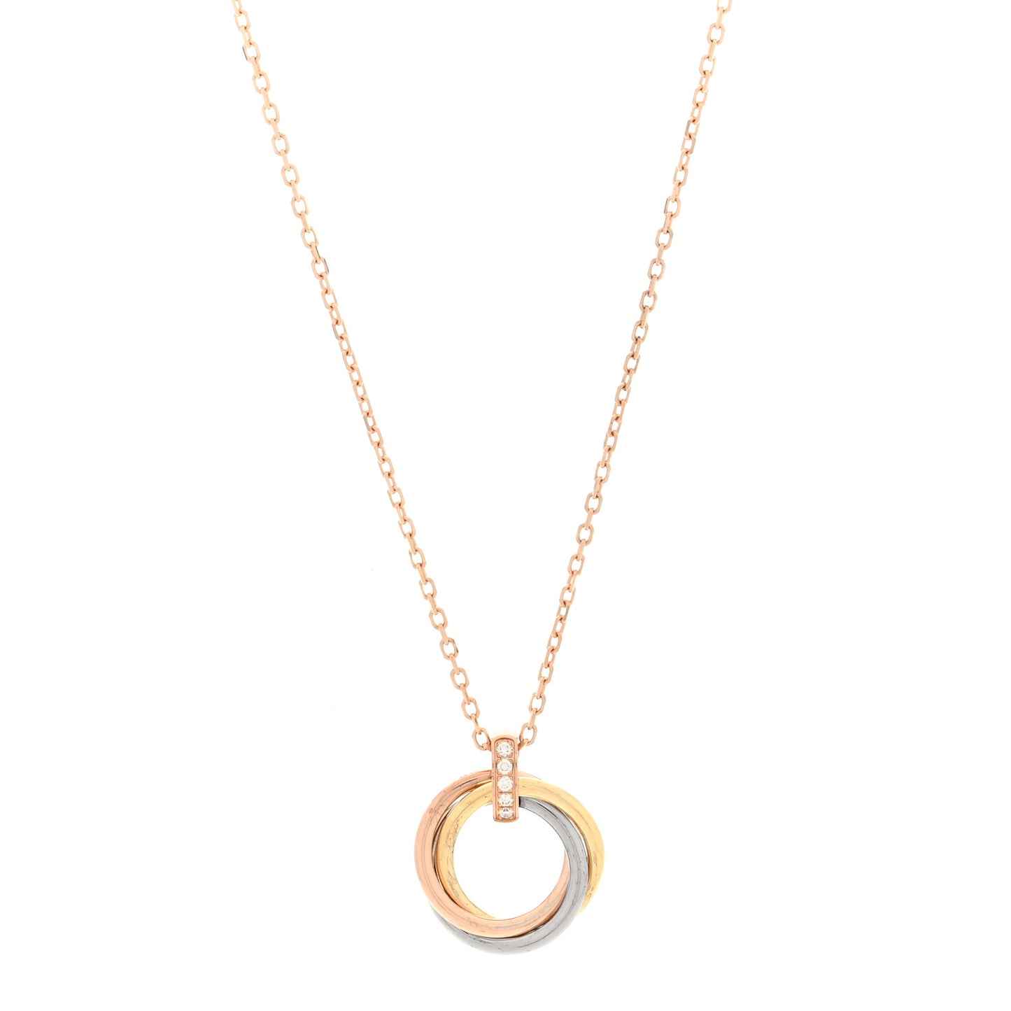 18K Pink White Yellow Gold Diamond Trinity Pendant Necklace
