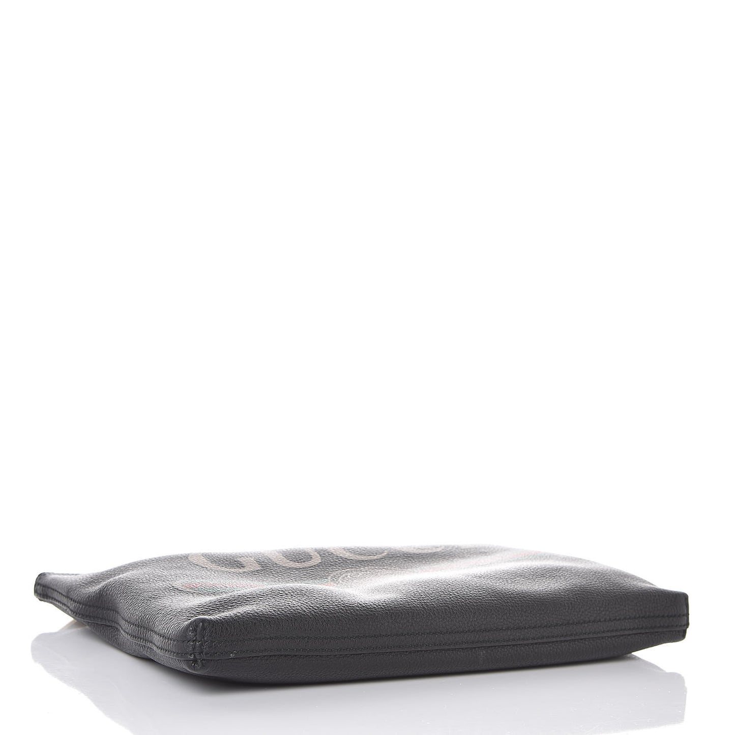 Pebbled Calfskin Medium Logo Portfolio Clutch Black