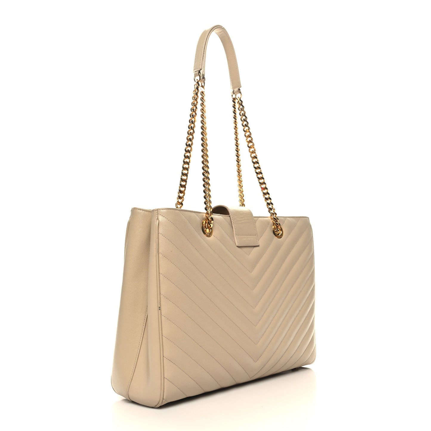 Grain De Poudre Matelasse Chevron Monogram Shopping Bag Nude Powder