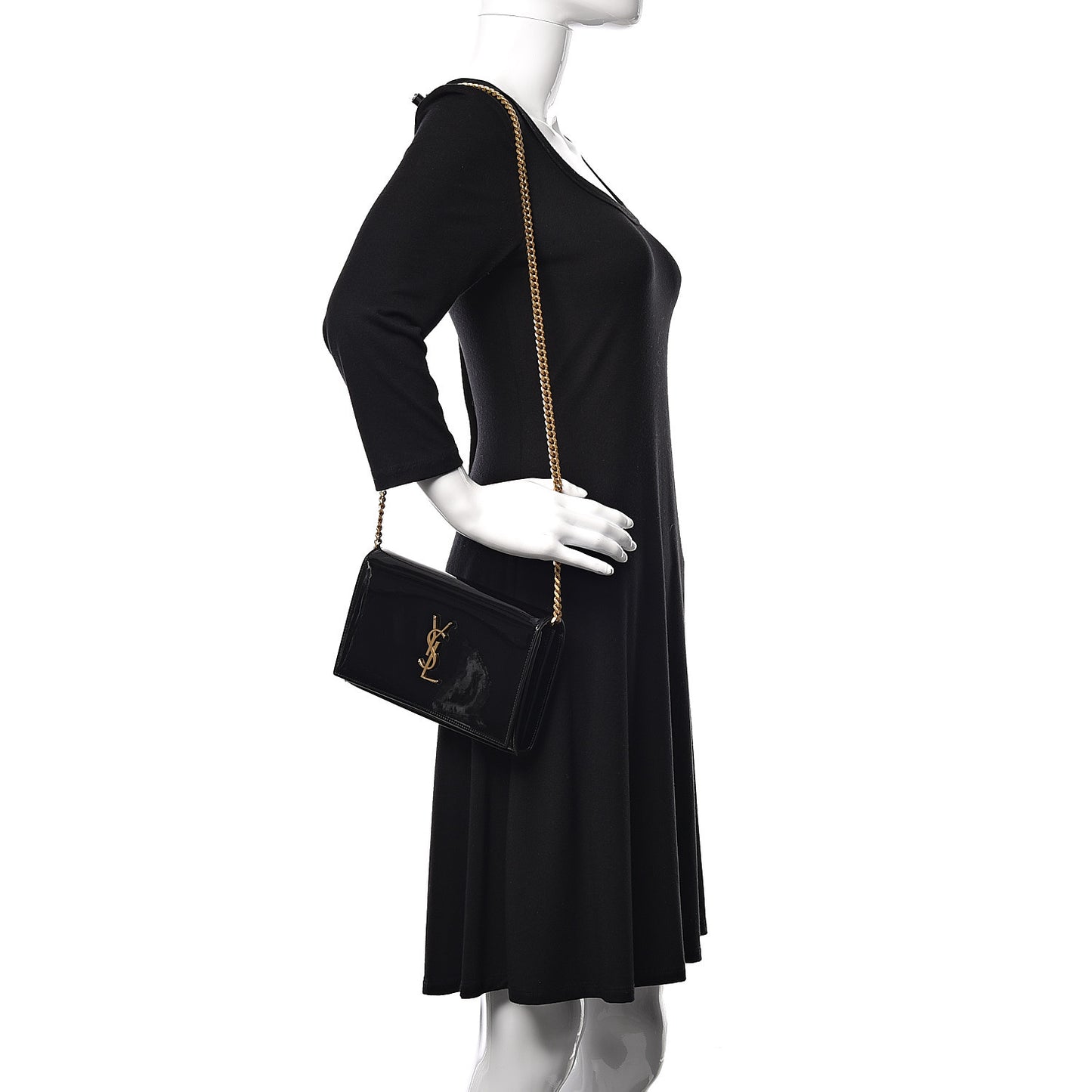 Patent Calfskin Monogram Kate Wallet On Chain Black