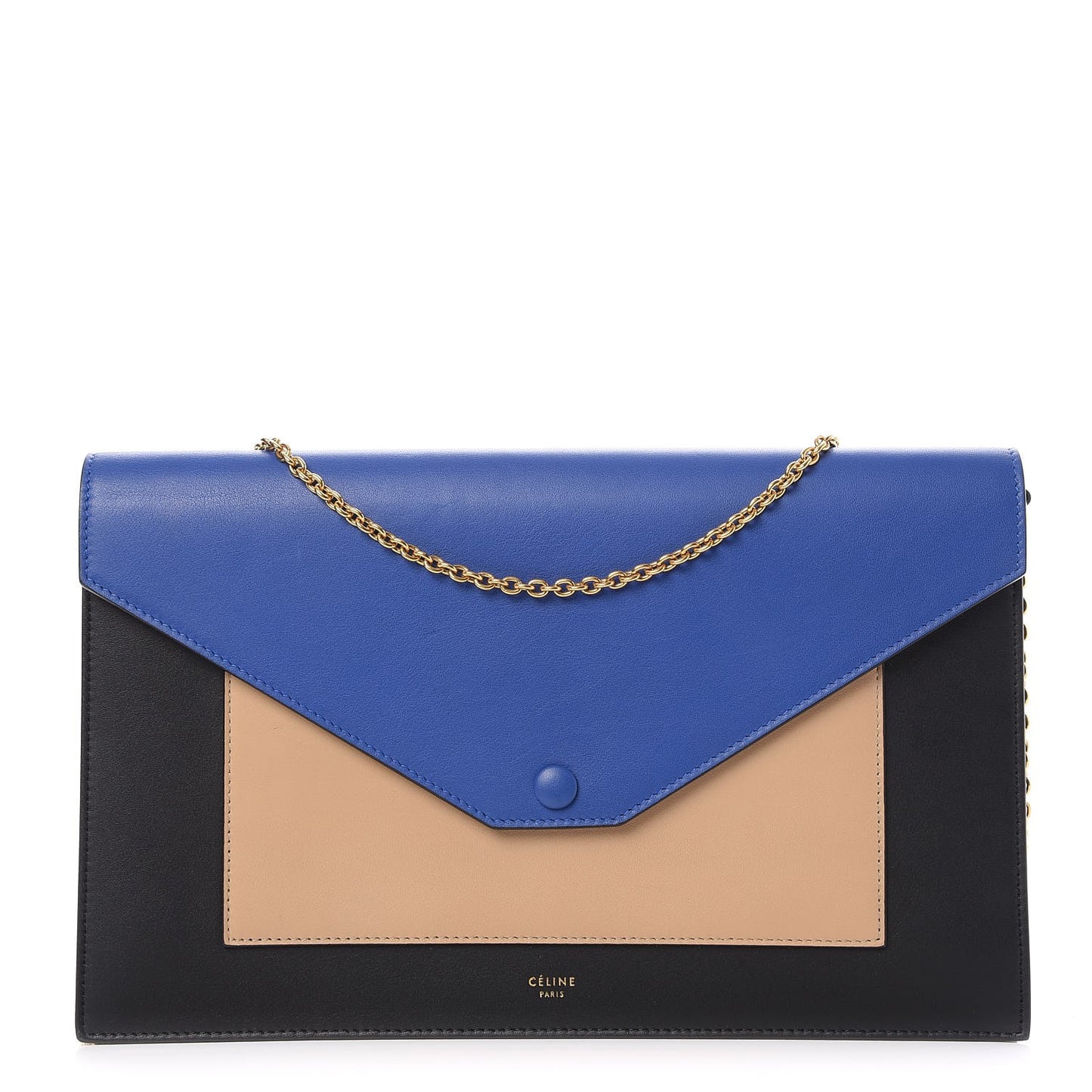 Shiny Calfskin Clutch on a Chain Multicolor
