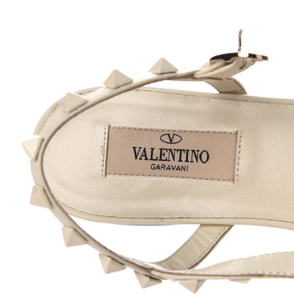 Valentino Garavani Calfskin Lacquered Monochrome Rockstud Gladiator Flat Sandals 36 Ivory 7 of 7