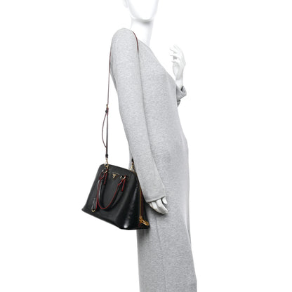 Prada Saffiano Vernice Medium Promenade Tote Black Rosso 2 of 18