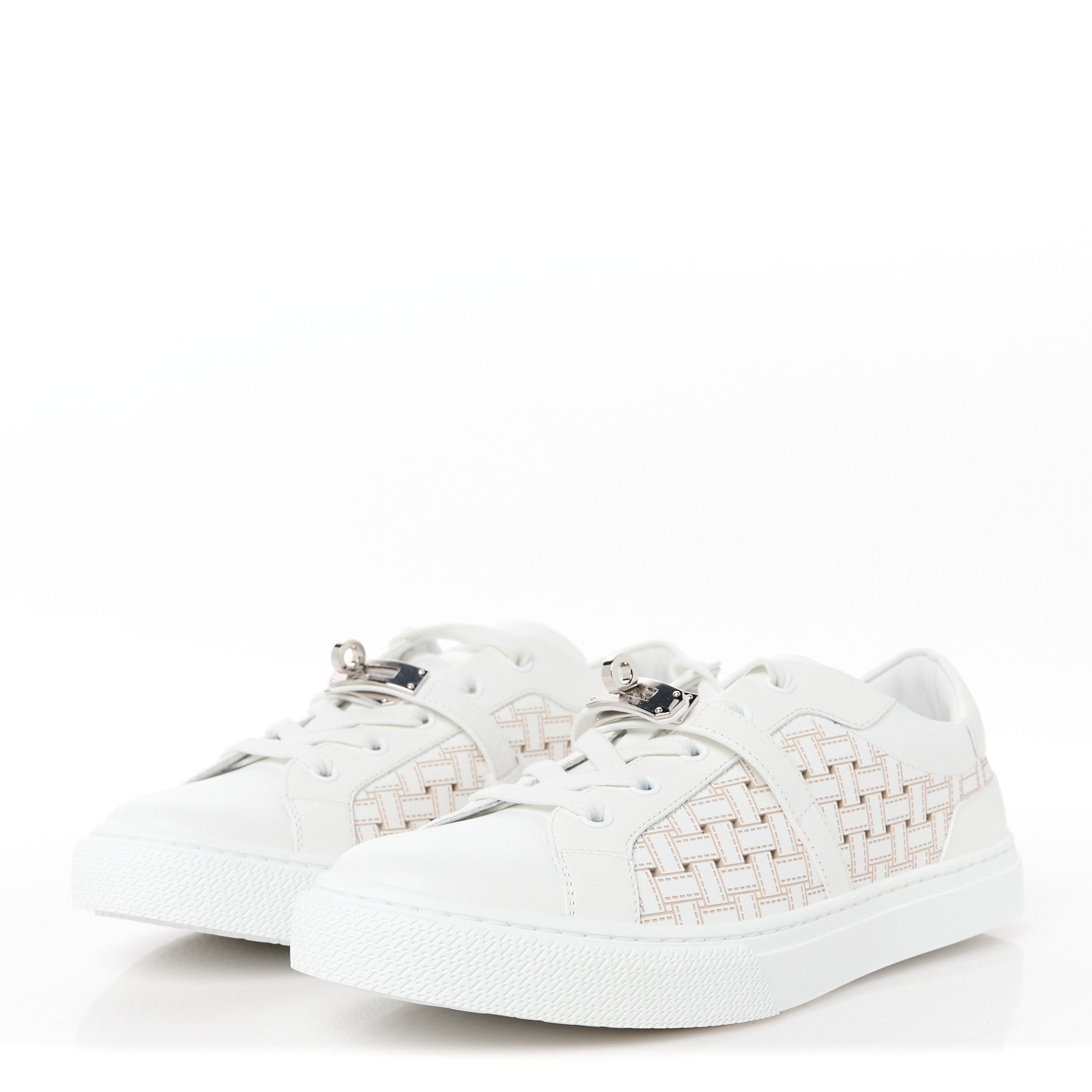 Hermes Calfskin Cross Woven Day Sneakers 40 White 3 of 9