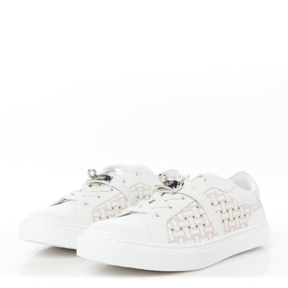 Hermes Calfskin Cross Woven Day Sneakers 40 White 3 of 9
