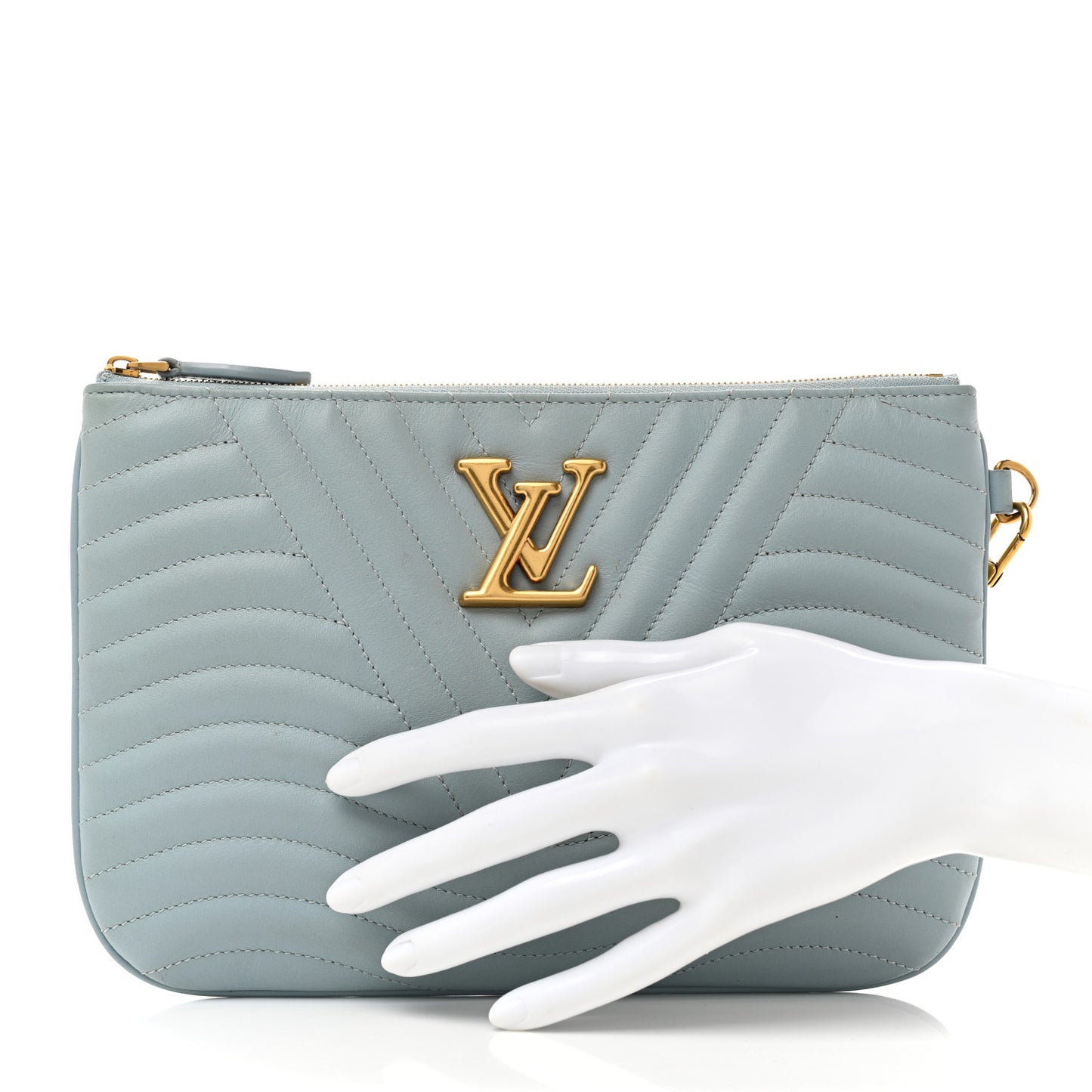 Calfskin New Wave Zipped Pochette Porcelain Blue