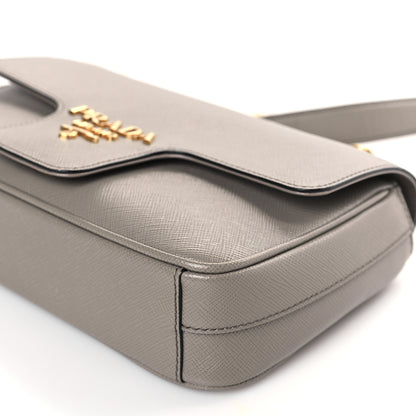 Prada Saffiano Flap Shoulder Bag Argilla 8 of 8