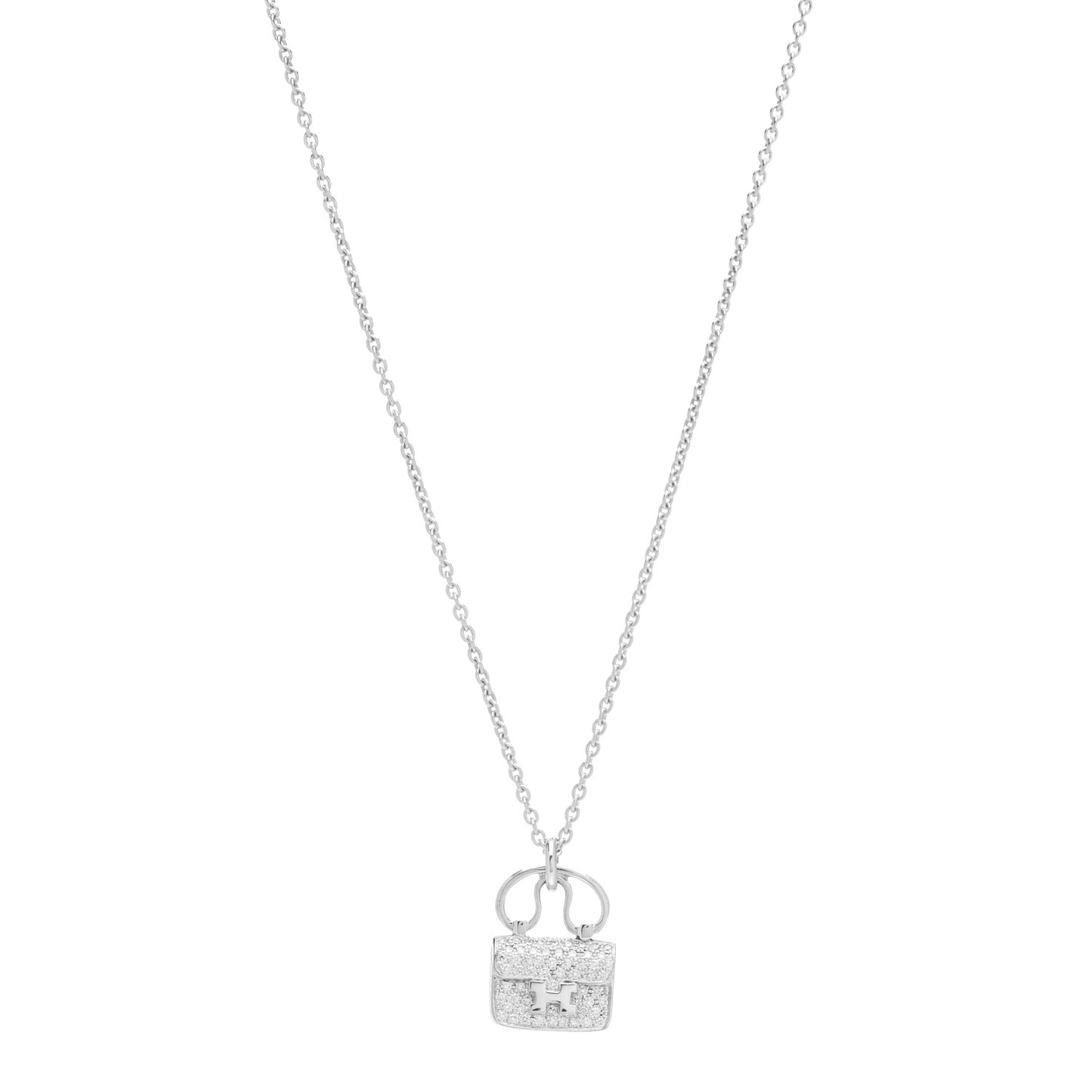 18K White Gold Diamond Constance Amulette Pendant Necklace
