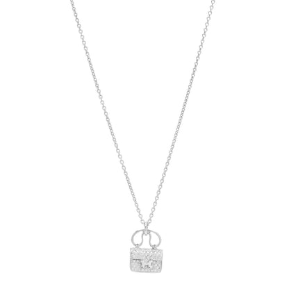 Hermes 18K White Gold Diamond Constance Amulette Pendant Necklace 1 of 5