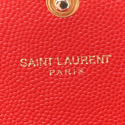 Saint Laurent Grain De Poudre Matelasse Chevron Monogram Flap Wallet Red 6 of 10