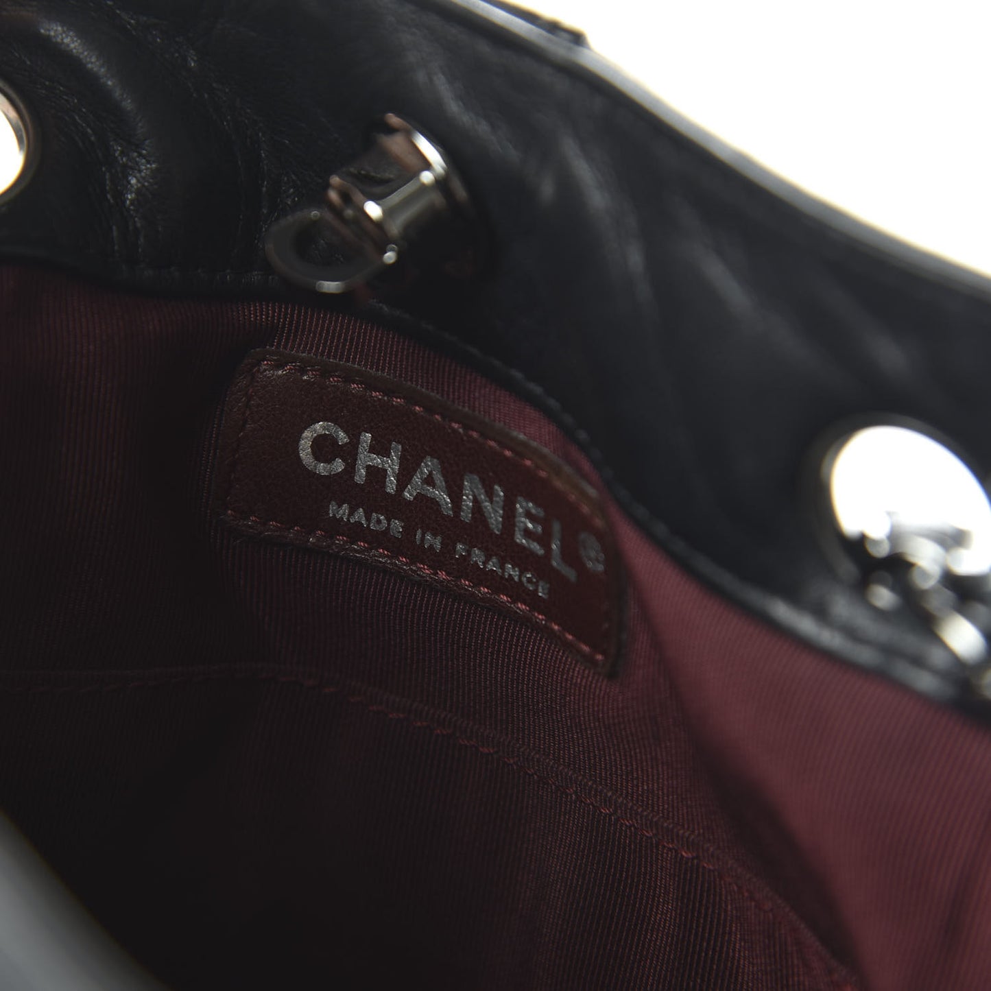 Lambskin Quilted Pile Ou Face Drawstring Bag Black