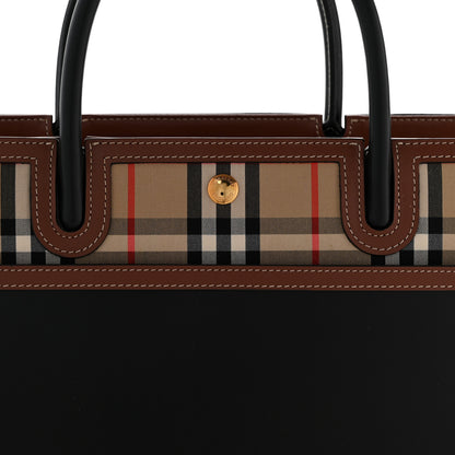 Burberry Calfskin Vintage Check Medium Two Handle Title Bag Black 8 of 14