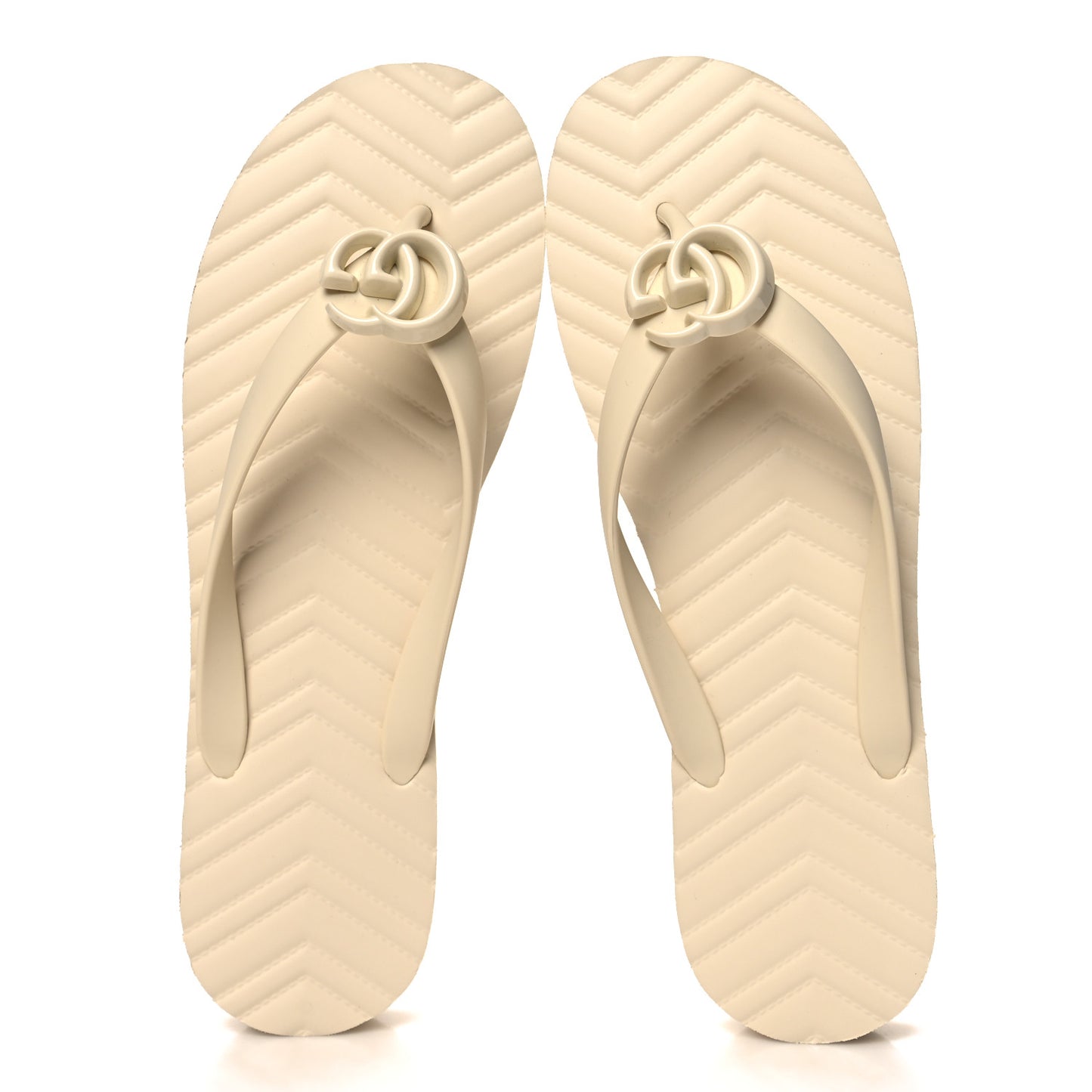 Rubber Chevron Womens GG Thong Sandals 41 Mystic White